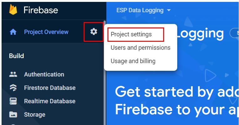 ESP32 Dự án ghi dữ liệu thời gian thực Firebase thiết lập 7